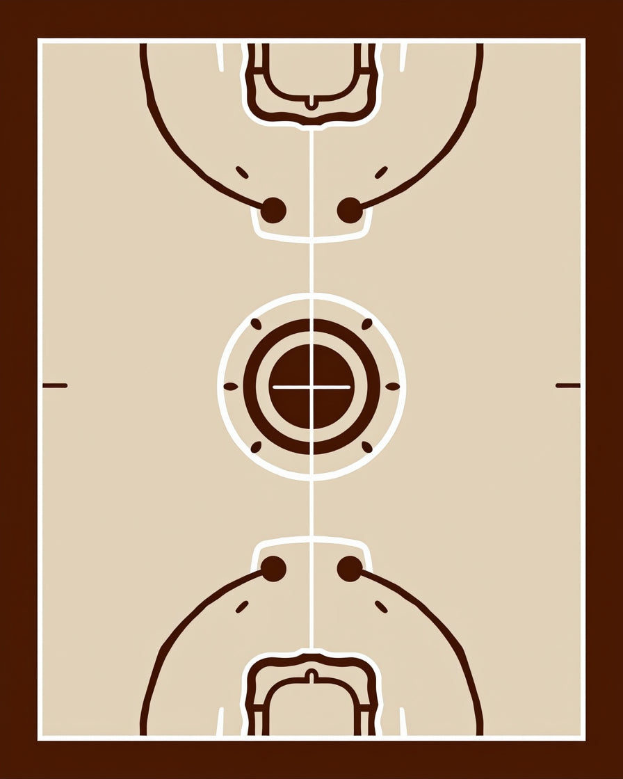 Cocoa Brown Court Lines Rug
