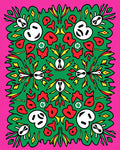 Vibrant Pink Green Abstract Figures Rug