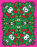 Vibrant Pink Green Abstract Figures Rug