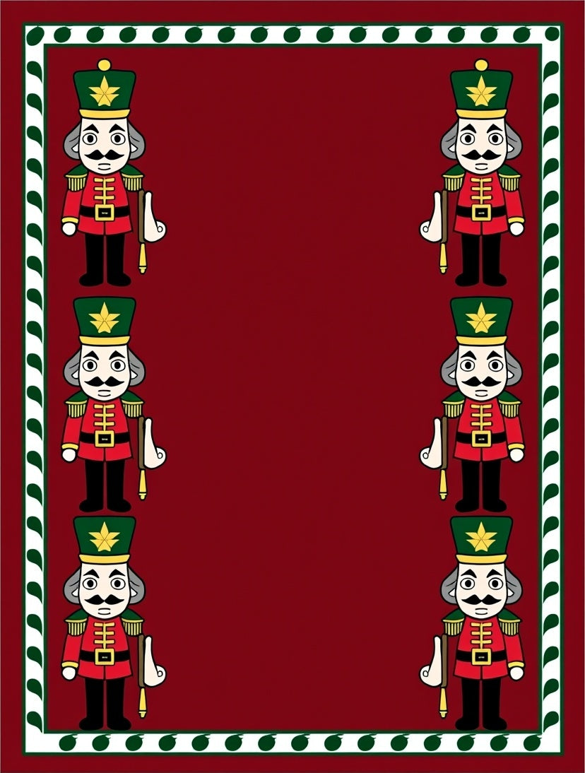Crimson Red Nutcracker Soldiers Border Rug