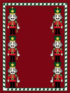 Crimson Red Nutcracker Soldiers Border Rug