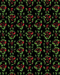 Crimson Floral Garland Black Background Rug