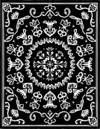 Black White Floral Medallion Mandala Rug