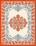 Crimson and Navy Filigree Scroll Rug