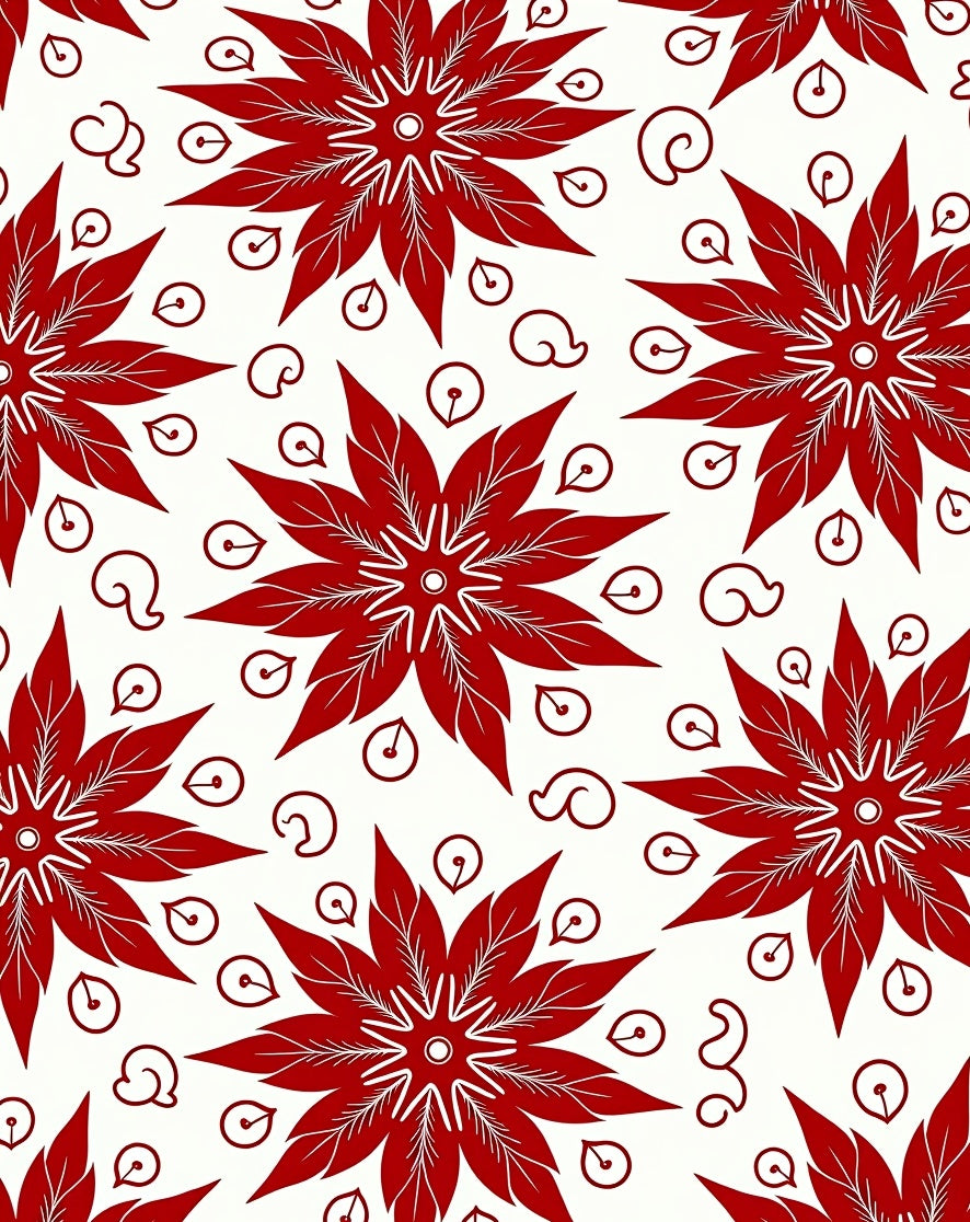 Vibrant Red Starburst Floral Rug