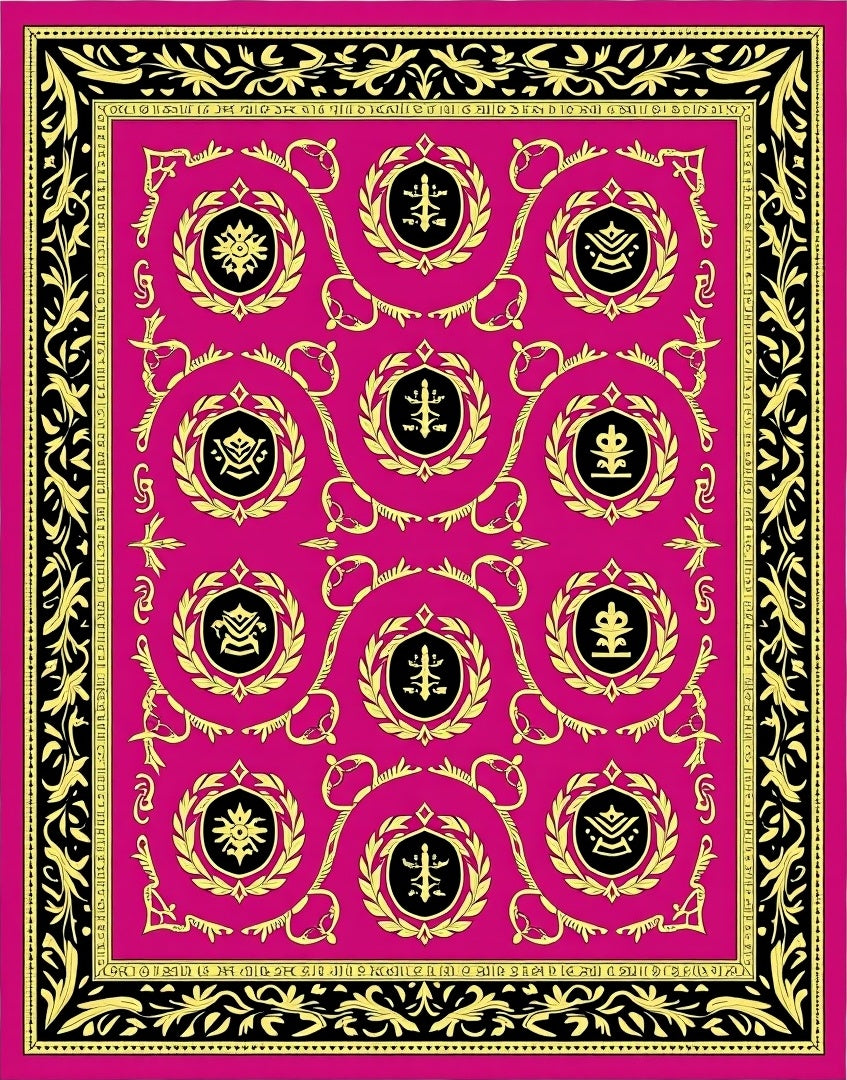 Vibrant Pink Laurel Medallion Rug