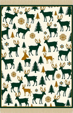 Forest Green Majestic Deer Woodland Scene Rug