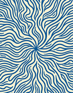 Radiating Blue Organic Swirl Rug
