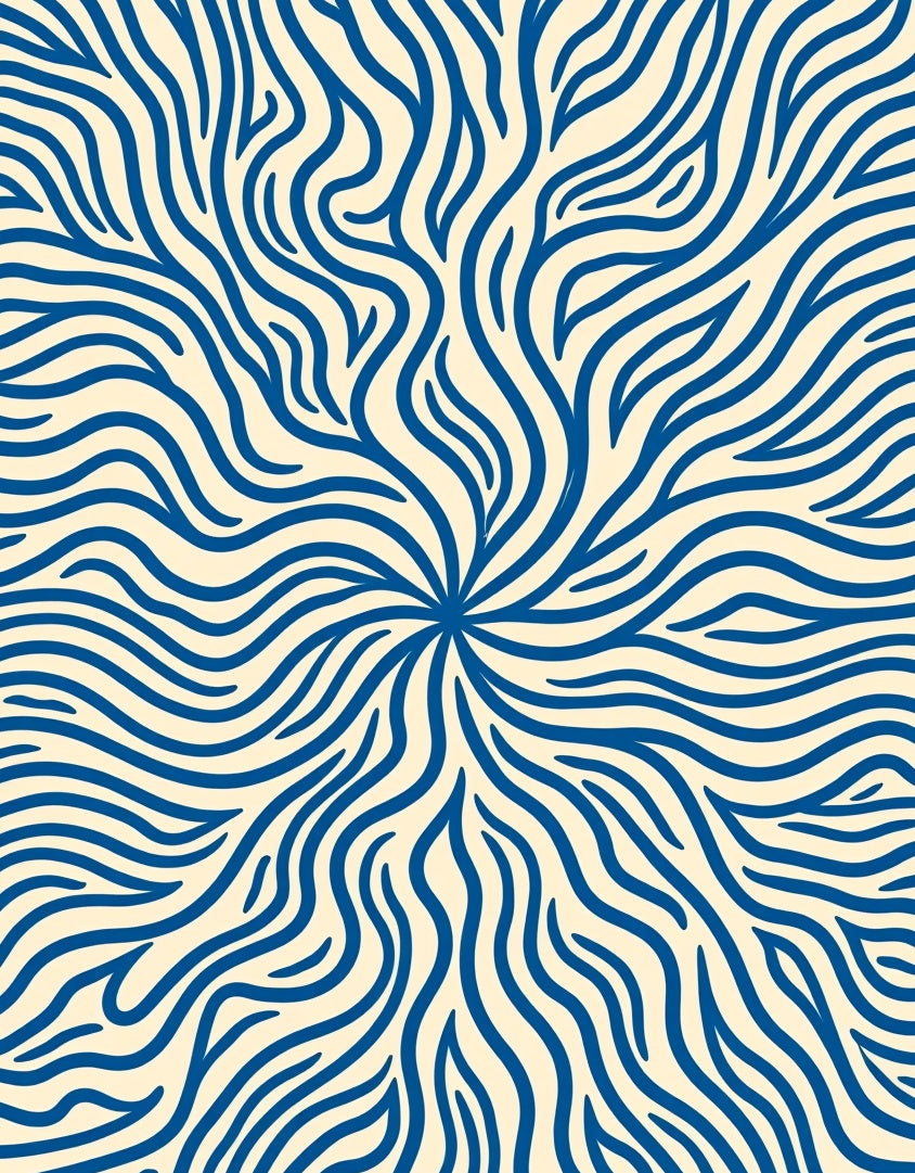 Radiating Blue Organic Swirl Rug