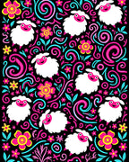 Whimsical Sheep Floral Swirl Rug