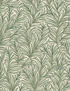 Green Leafy Branches Continuous Line Art Rug