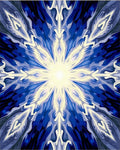 Radiant Blue Sunburst Mandala Rug