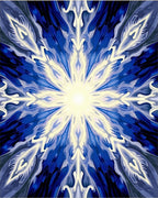 Radiant Blue Sunburst Mandala Rug
