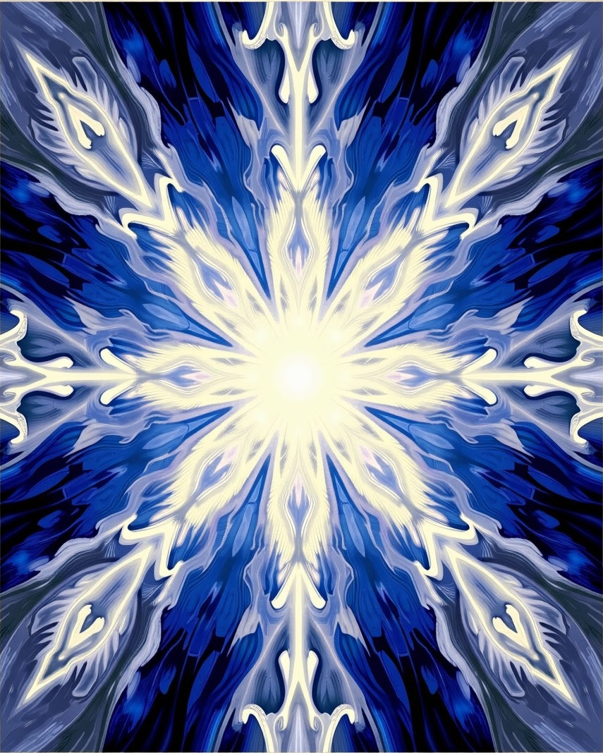 Radiant Blue Sunburst Mandala Rug
