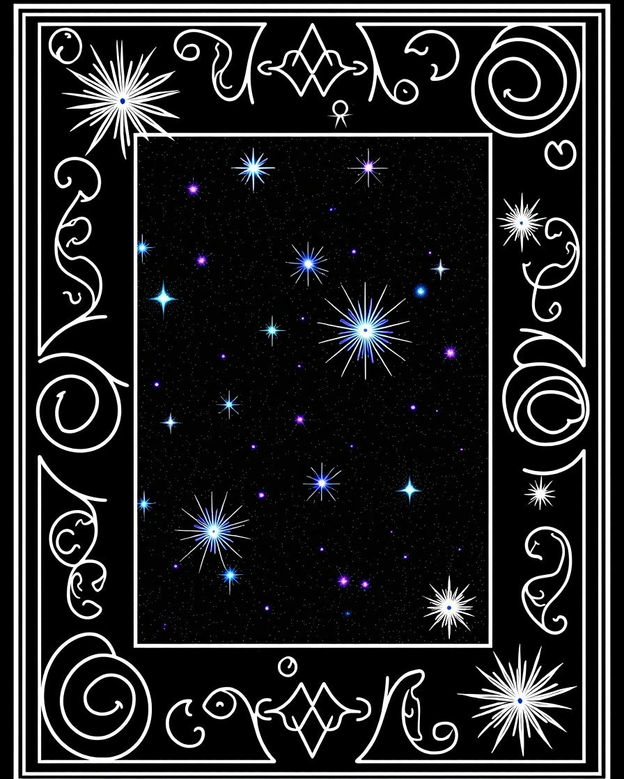 Cosmic Night Sky Starburst Rug
