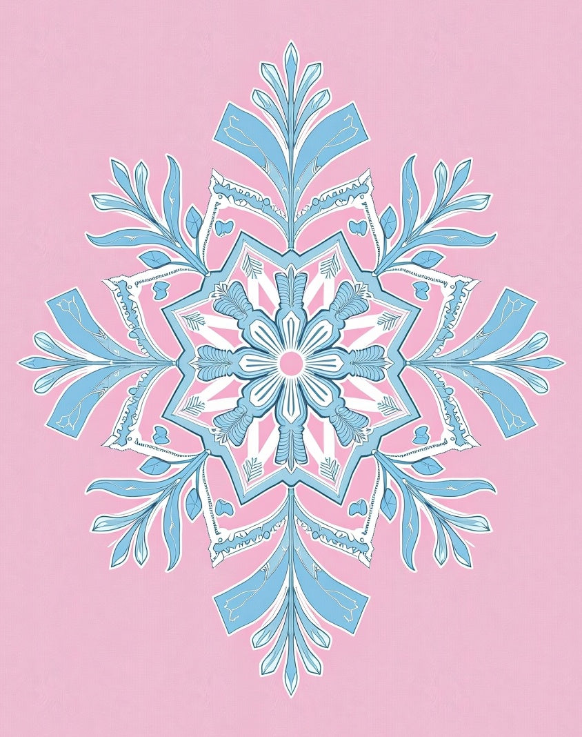 Pastel Pink Blue Floral Medallion Rug