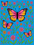 Pink Orange Butterfly Floral Surround Rug
