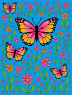 Pink Orange Butterfly Floral Surround Rug