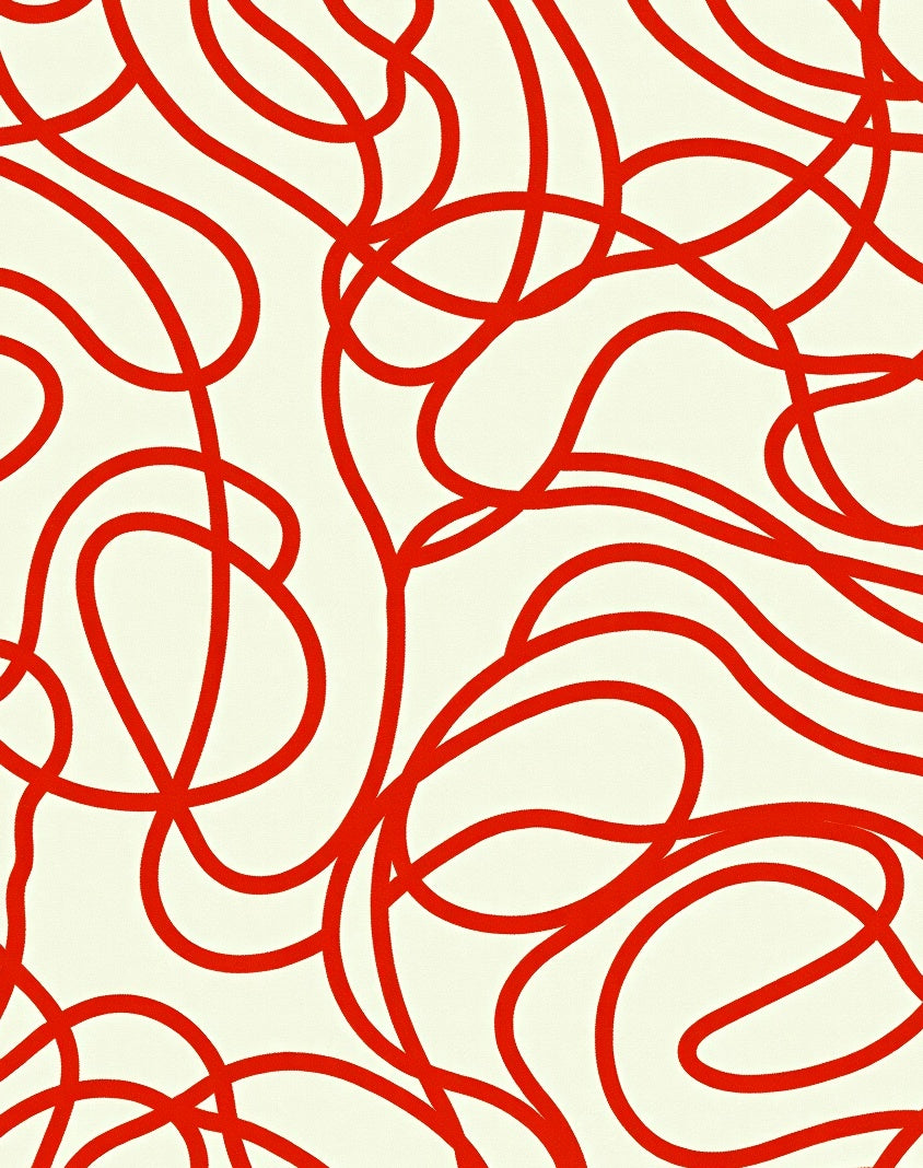 Crimson Scribble Continuous Line Rug