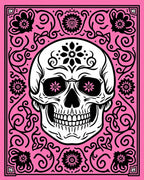 Pink Skull Floral Sugar Candy Art Rug