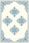 Ivory Blue Floral Medallion Border Rug