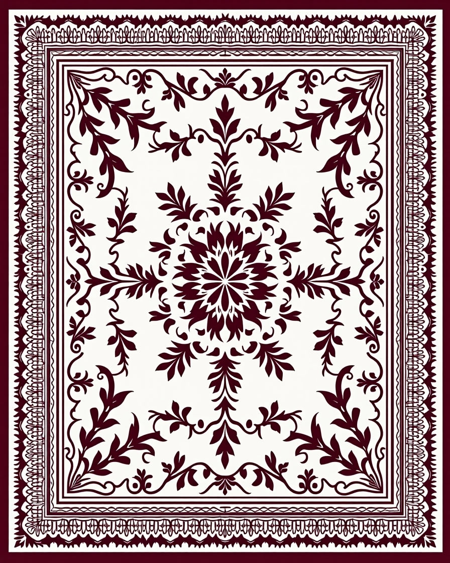 Crimson Vine Scrollwork Centered Medallion Rug