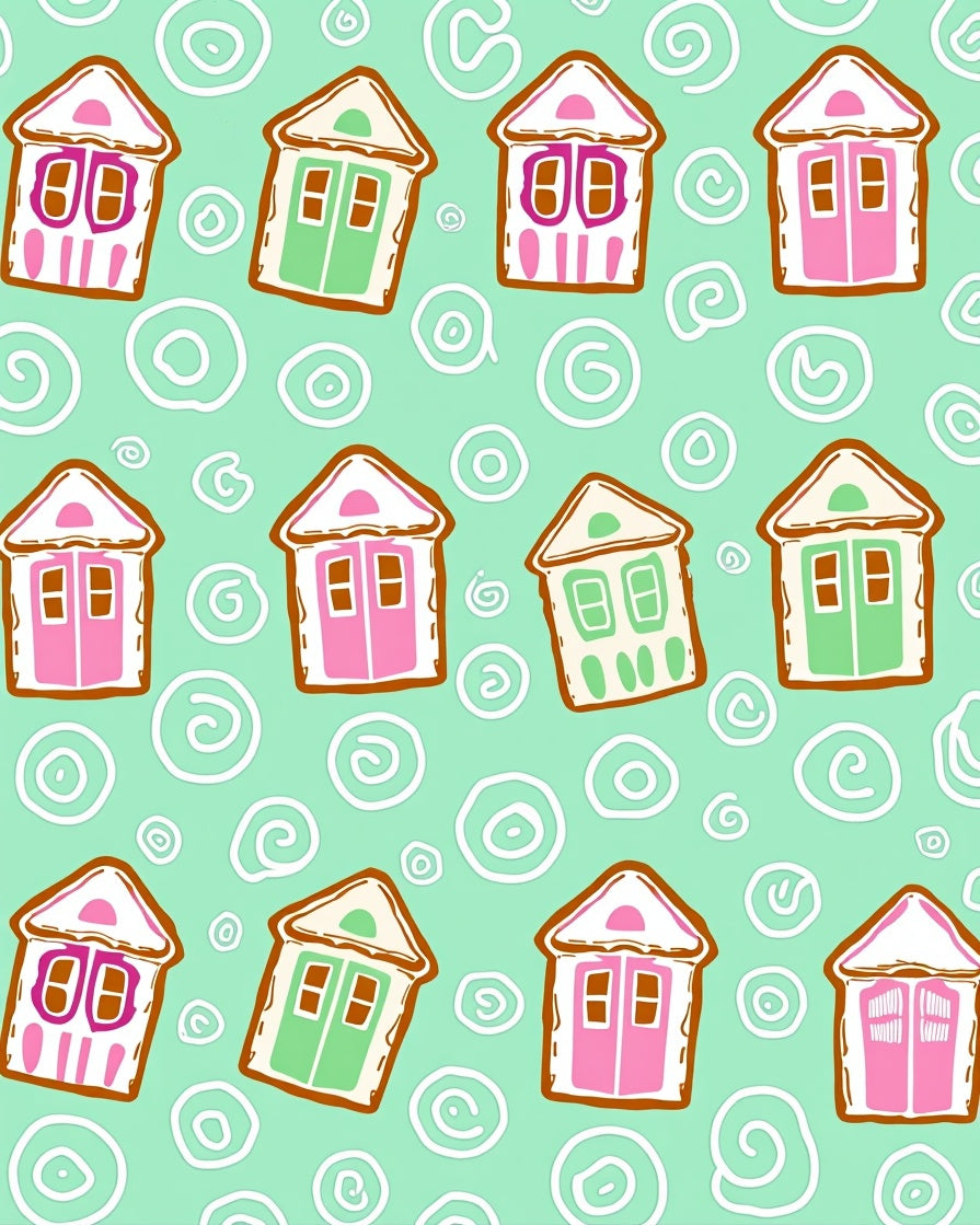 Sweet Gingerbread Houses Swirl Rug