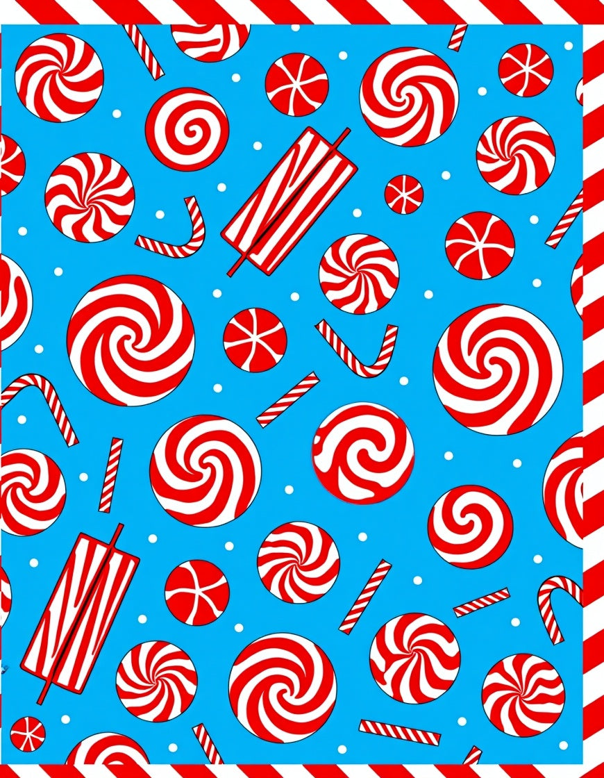 Red White Swirl Candy Christmas Rug