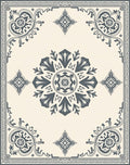 Ornate Cream Gray Floral Medallion Rug
