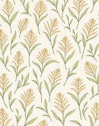 Earthy Wheat Stalk Botanical Arrangement Rug