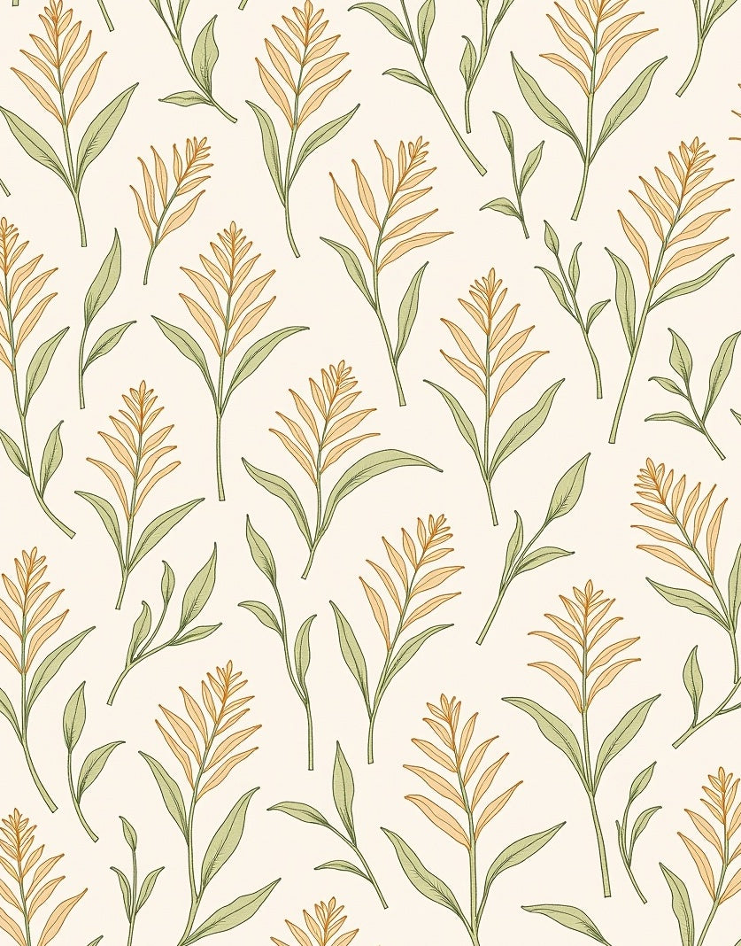 Earthy Wheat Stalk Botanical Arrangement Rug