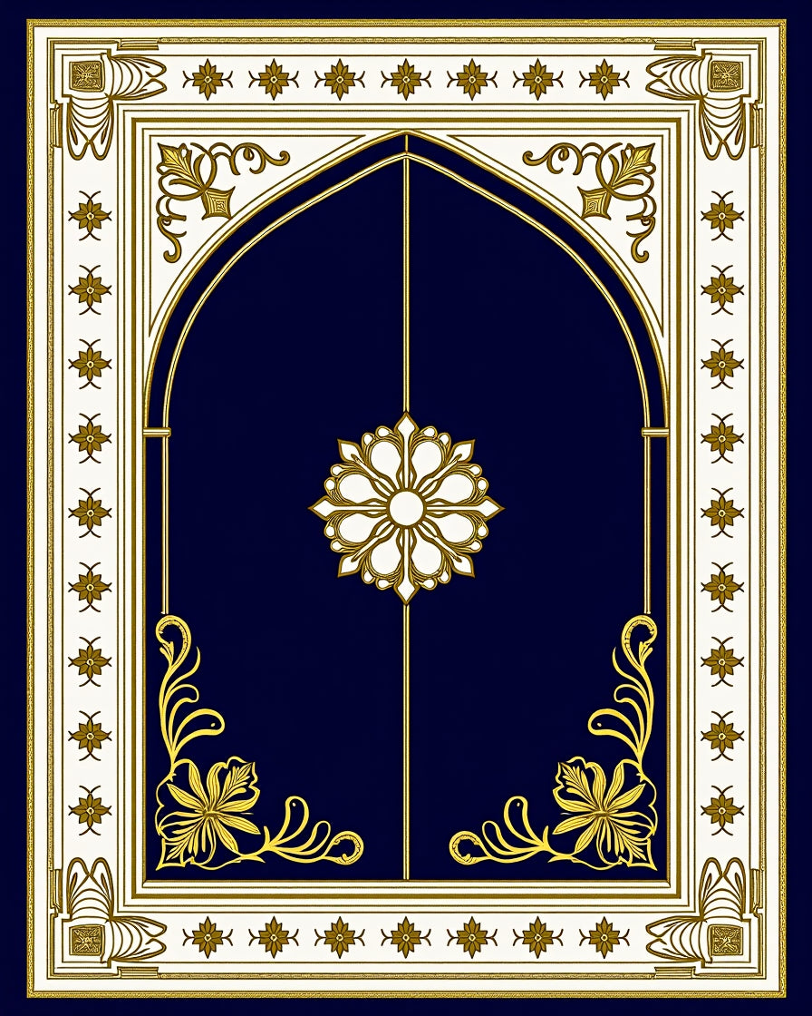 Royal Blue Gold Floral Arch Rug