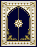 Royal Blue Gold Floral Arch Rug