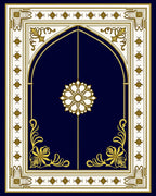 Royal Blue Gold Floral Arch Rug