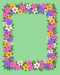 Whimsical Floral Border Pink Yellow Purple Rug