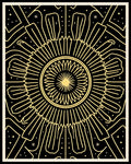 Black Golden Sunburst Mandala Lines Rug