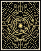 Black Golden Sunburst Mandala Lines Rug