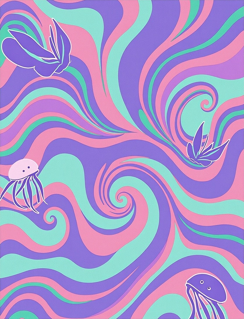 Pastel Swirl Jellyfish Swirl Rug