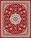 Crimson Floral Medallion Arabesque Rug
