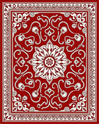 Crimson Floral Medallion Arabesque Rug