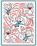 Playful Snowmen Red Swirls Blue Snowflakes Rug