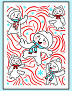 Playful Snowmen Red Swirls Blue Snowflakes Rug