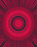 Radiant Crimson Concentric Rays Rug