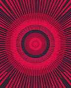 Radiant Crimson Concentric Rays Rug