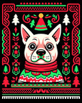 Festive French Bulldog Christmas Sweater Rug