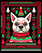 Festive French Bulldog Christmas Sweater Rug