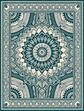 Deep Teal Intricate Mandala Border Rug