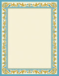 Ornate Teal Gold Leaf Border Rug