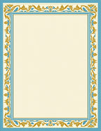 Ornate Teal Gold Leaf Border Rug