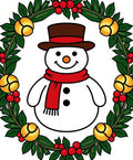 Festive Snowman Red Scarf Wreath Rug